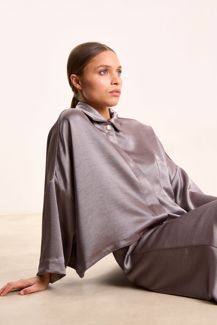 Yannick Brushed Uni Satin Steel Grey