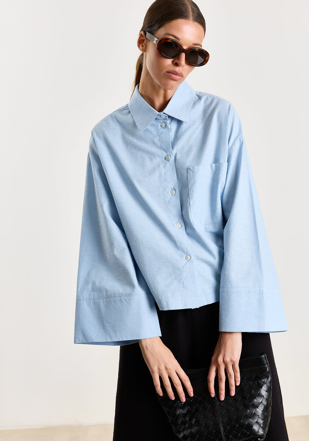 Flo Uni Bouclé Shirting Light Blue