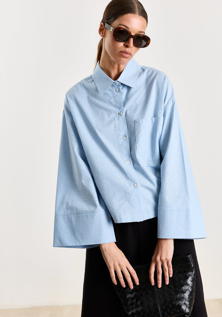 Flo Uni Bouclé Shirting Light Blue