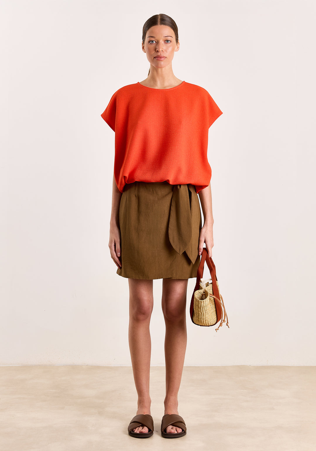 Janou Short Summer Linen Blend Brown