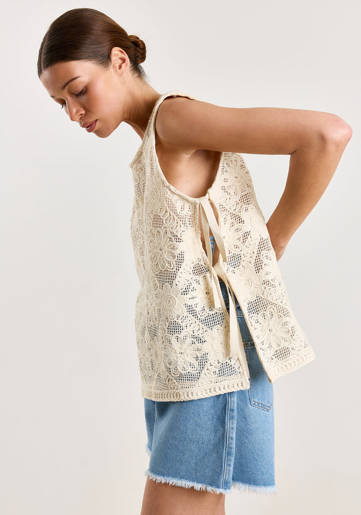 Charly Flower Macramé Off White