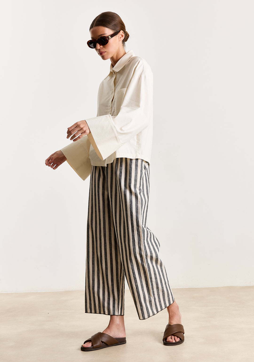 Sadé Cotton Linen Stripes Black/White