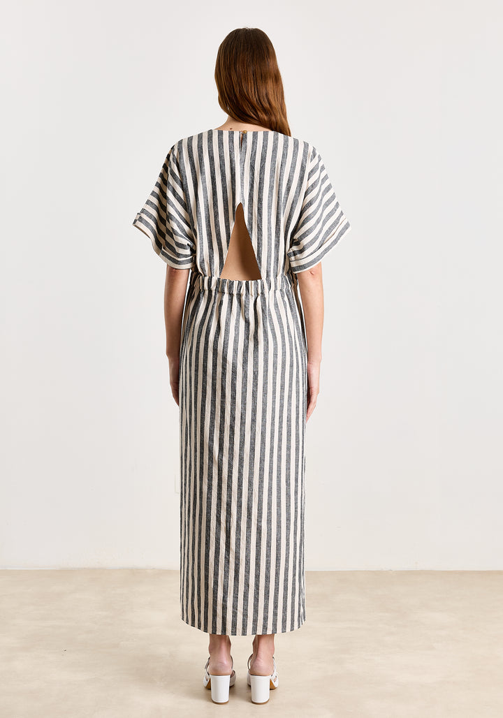 Elvira Cotton Linen Stripes Black/White