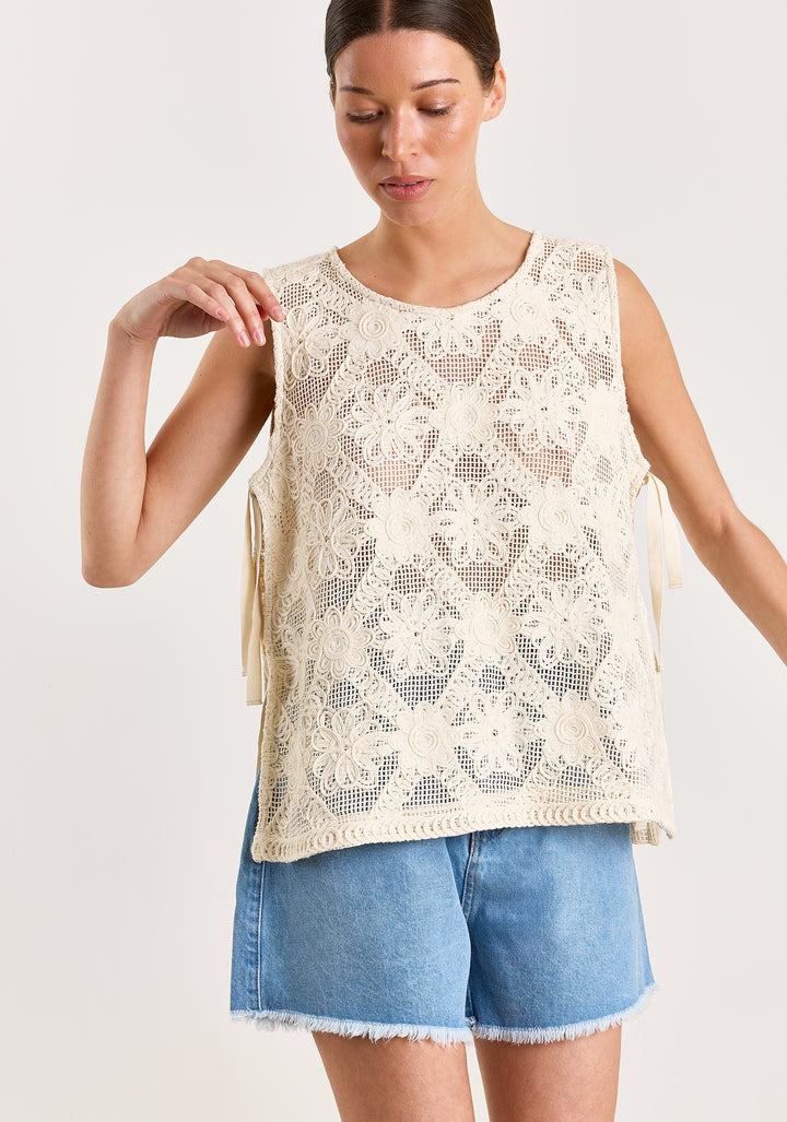 Charly Flower Macramé Off White