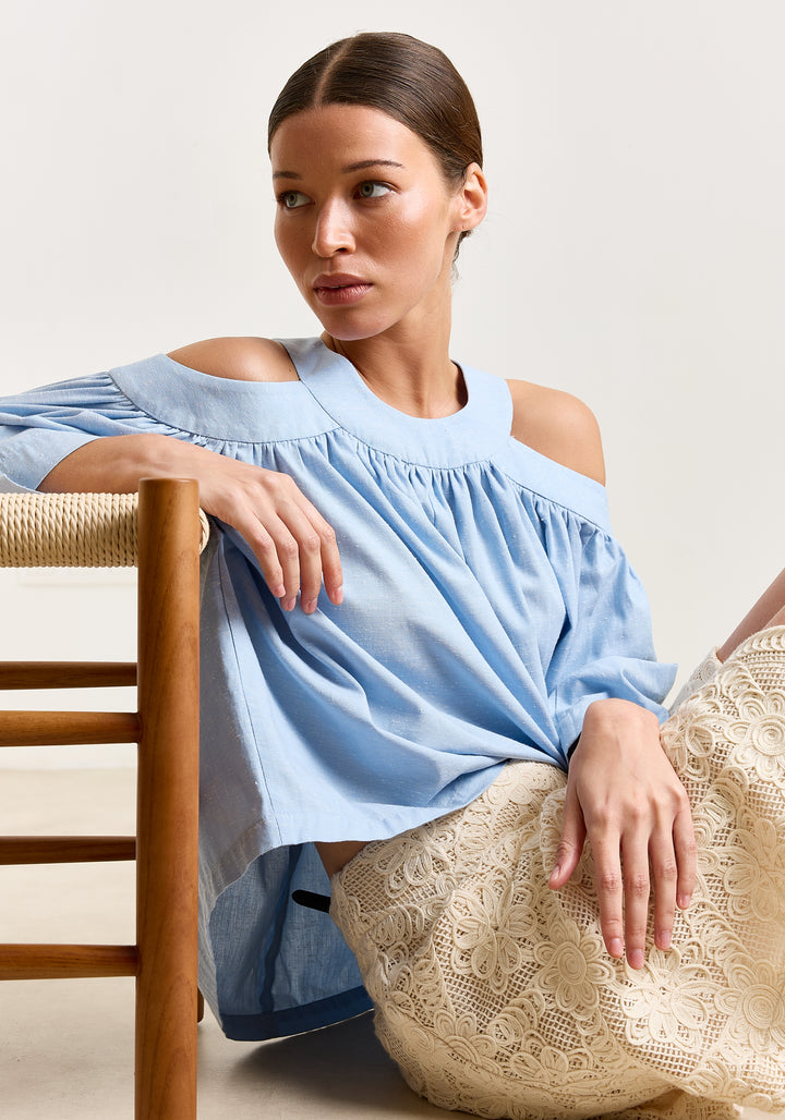 Grace Uni Bouclé Shirting Light Blue