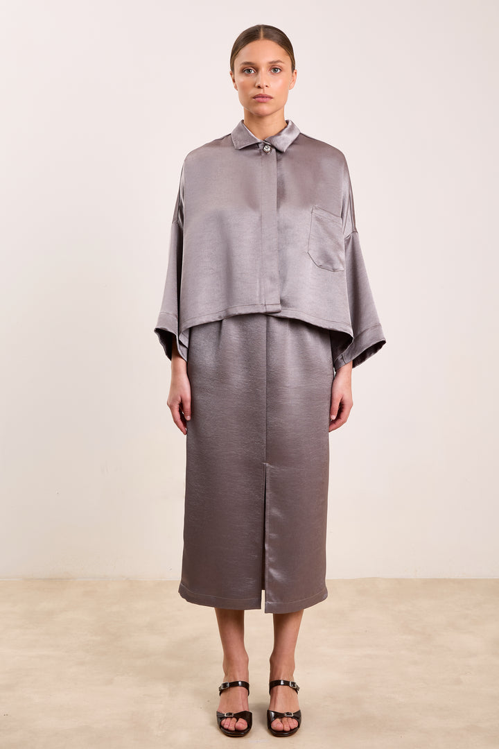 Yannick Brushed Uni Satin Steel Grey