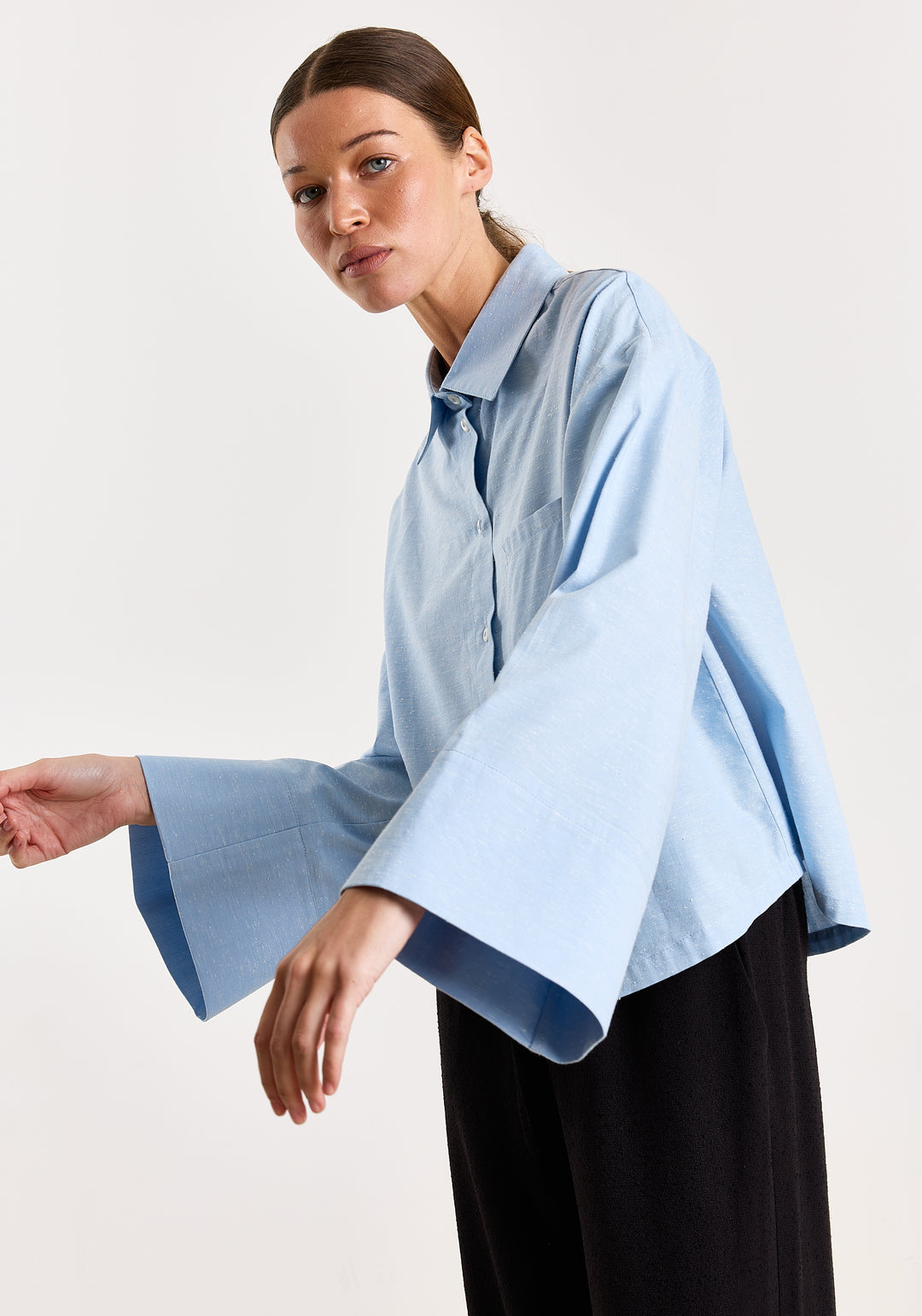 Flo Uni Bouclé Shirting Light Blue