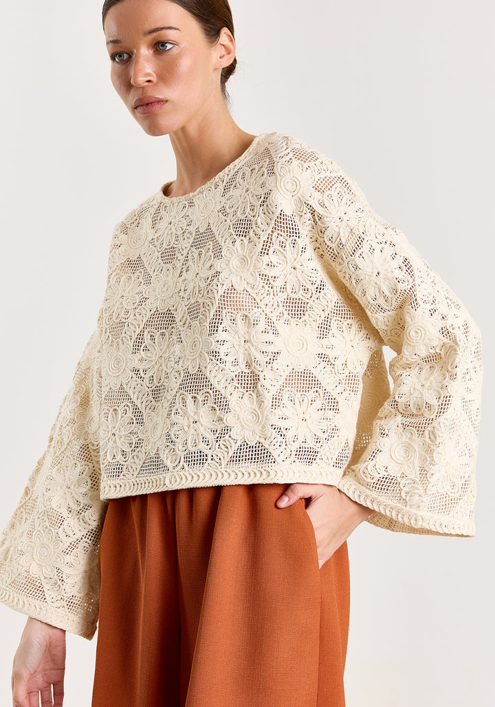 Caro Flower Macramé Off White