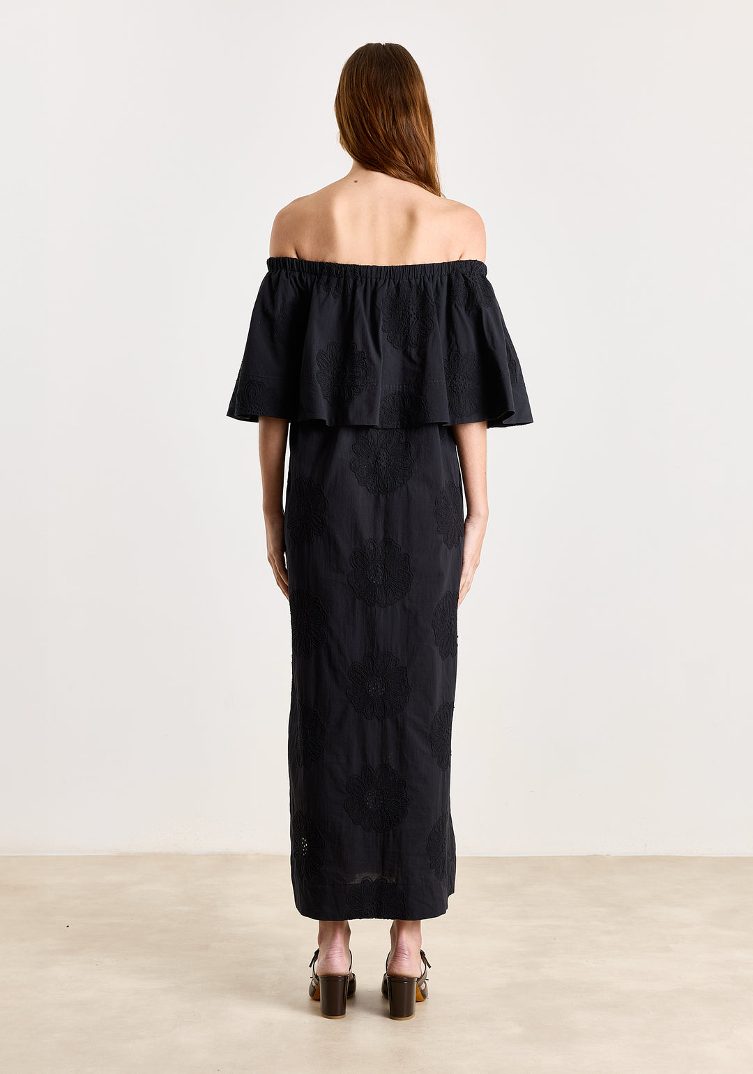 Gaetane Cotton Daisy Embroi Black