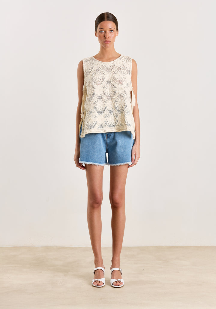 Charly Flower Macramé Off White