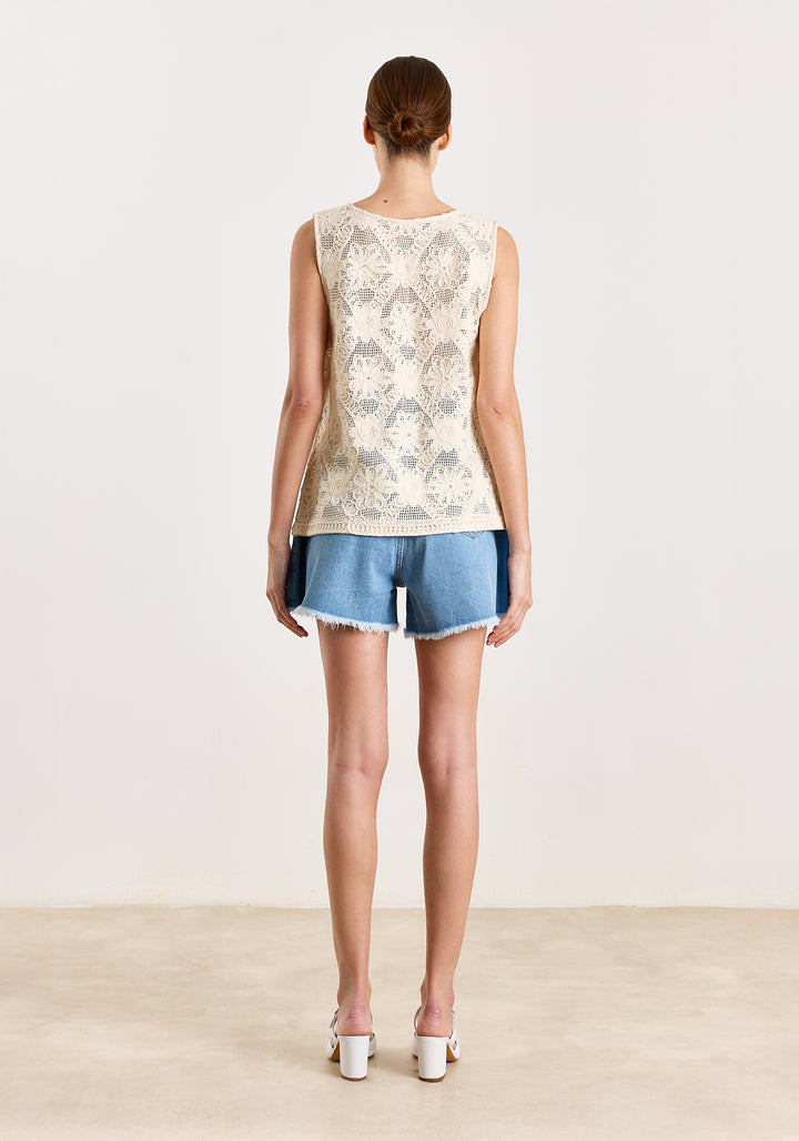 Charly Flower Macramé Off White