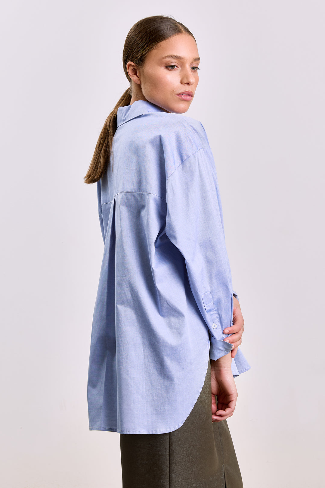 Laurine Shirting Uni Mid Blue