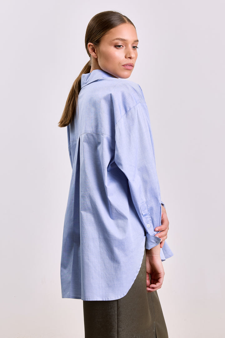 Laurine Shirting Uni Mid Blue