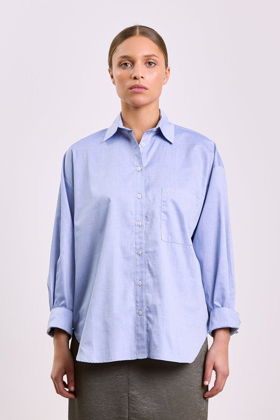 Laurine Shirting Uni Mid Blue