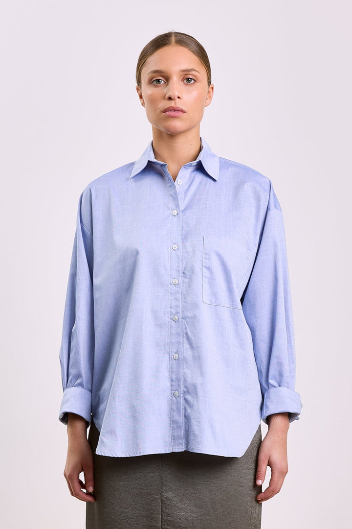 Laurine Shirting Uni Mid Blue