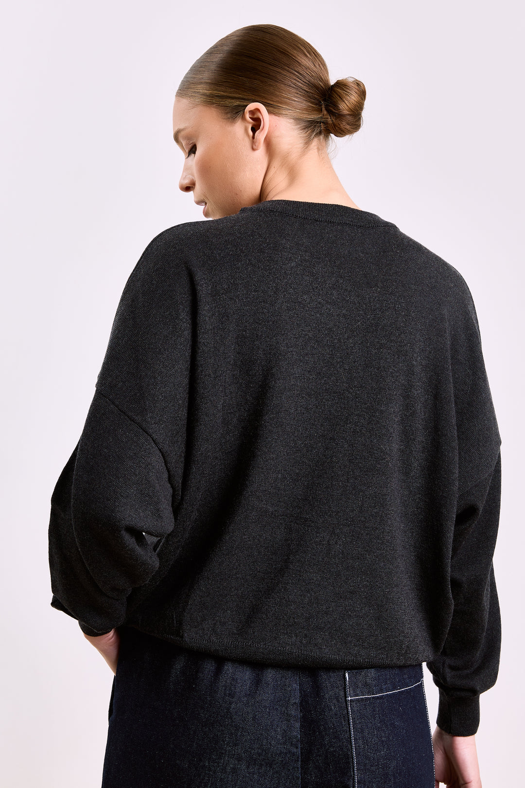 Stephanie Basic Knit Black Melange