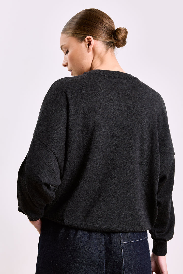 Stephanie Basic Knit Black Melange