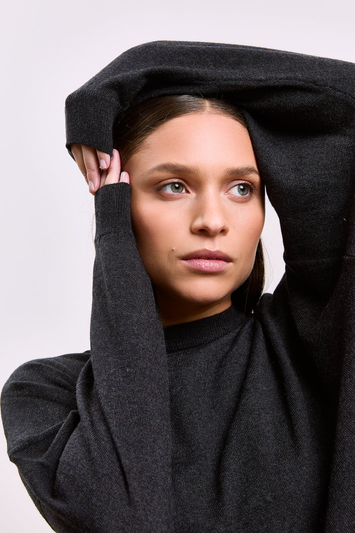 Stephanie Basic Knit Black Melange