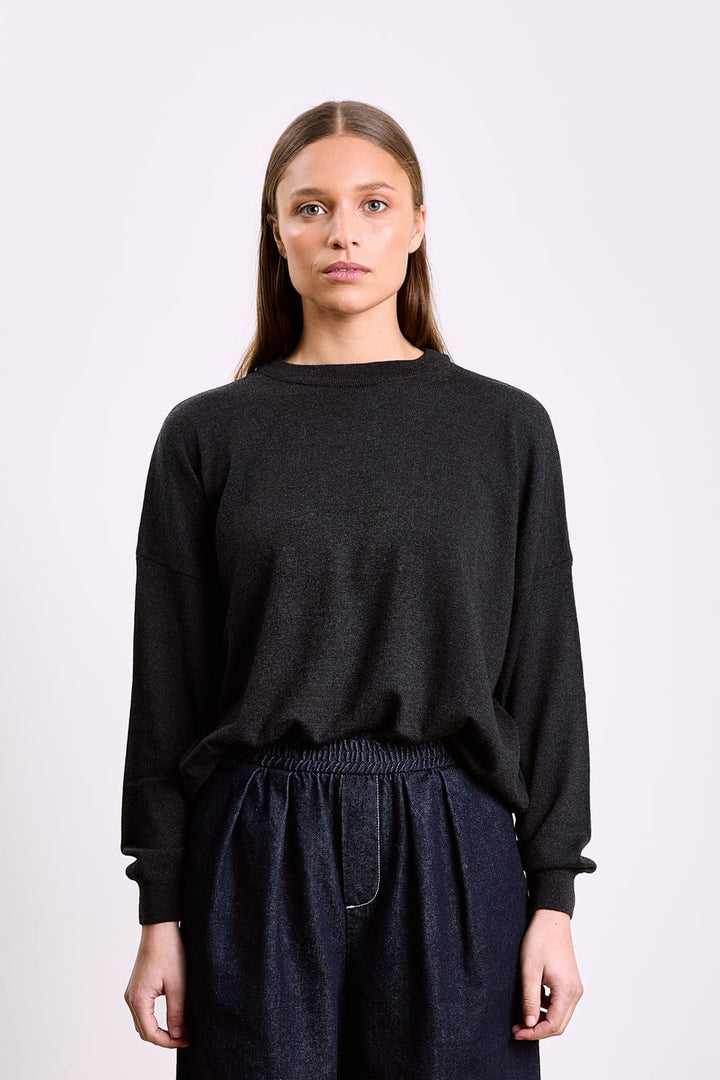 Stephanie Basic Knit Black Melange