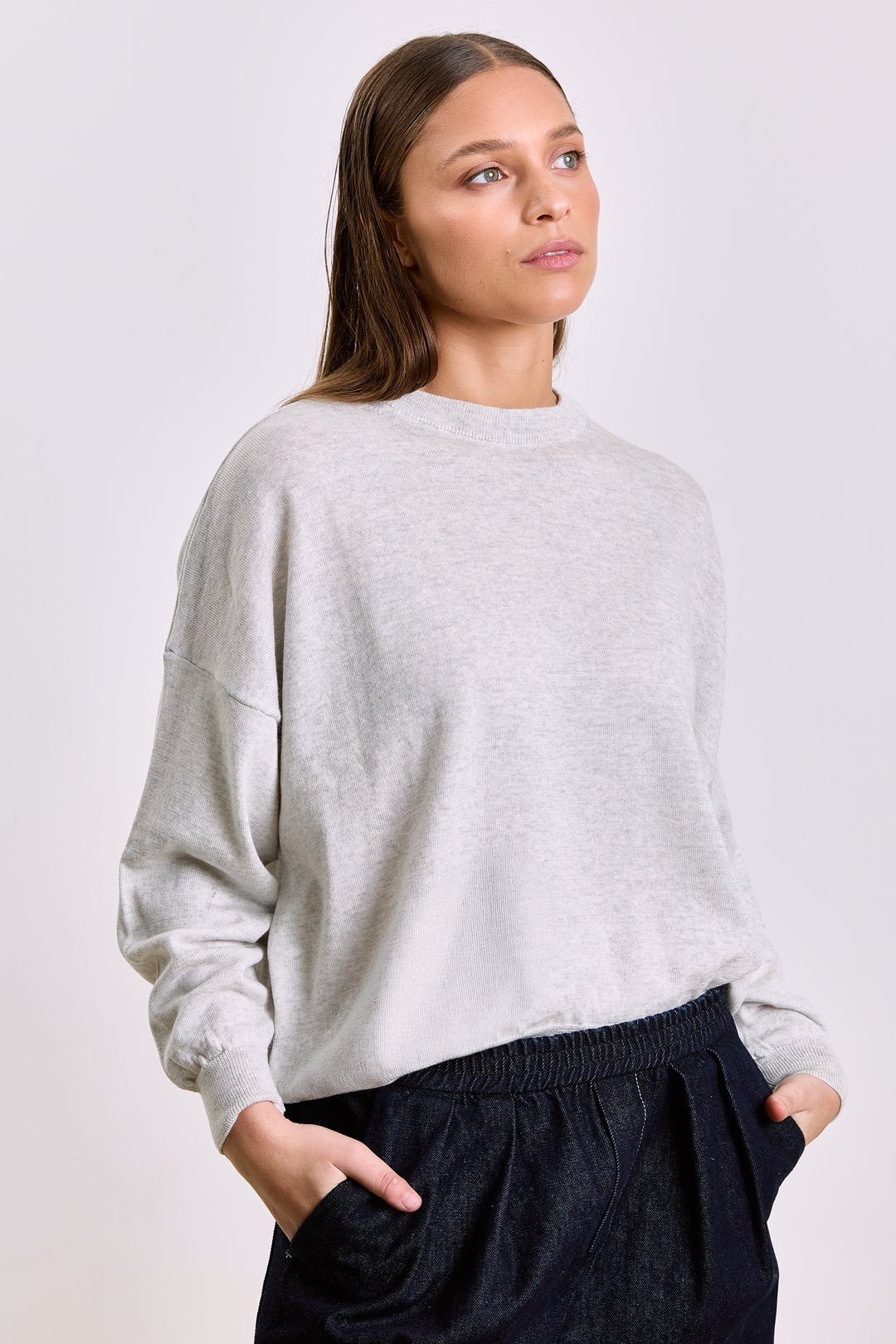 Stephanie Basic Knit Light Grey
