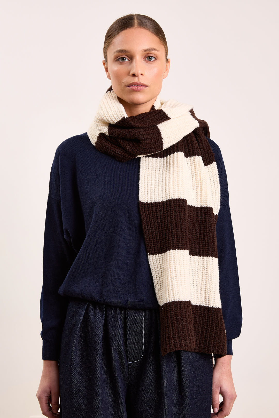 Pia Wool Blend - Brown/Off White