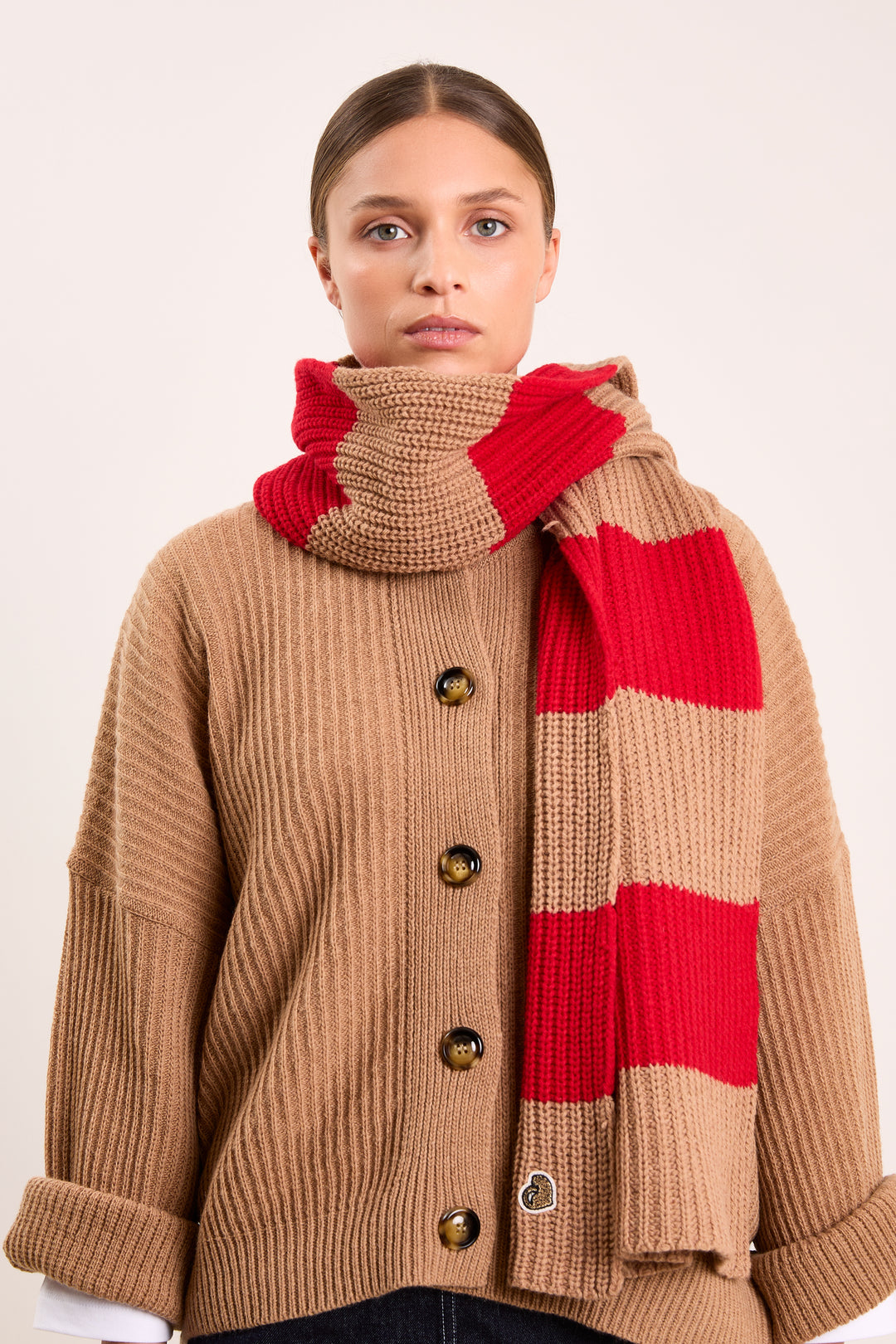 Pia Wool Blend - Camel/Red