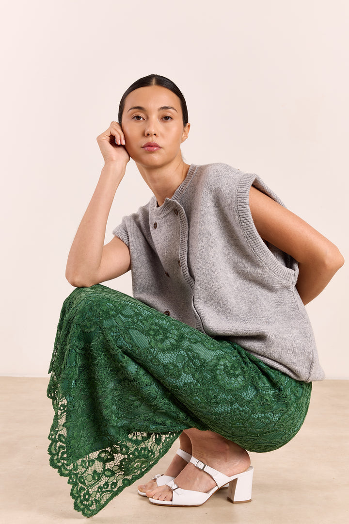 Claudette Velvet Lace Emerald Green