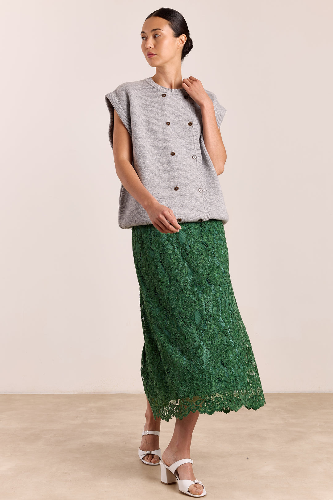 Claudette Velvet Lace Emerald Green