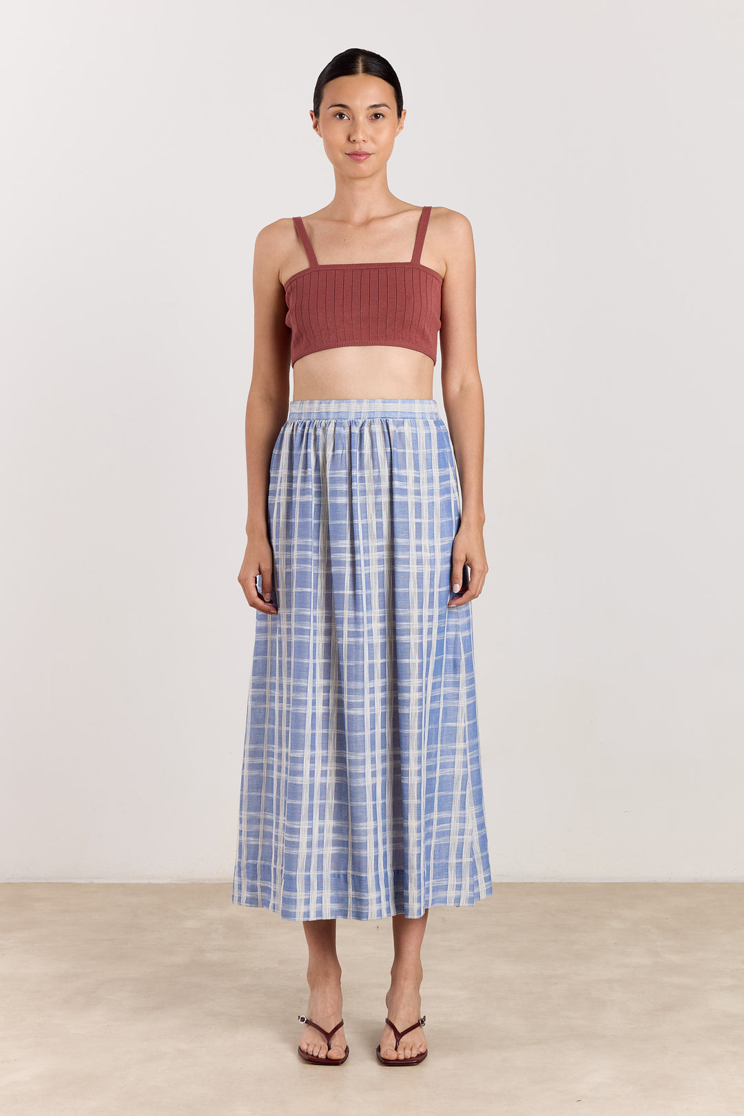 Leila Jacquard Check Blue