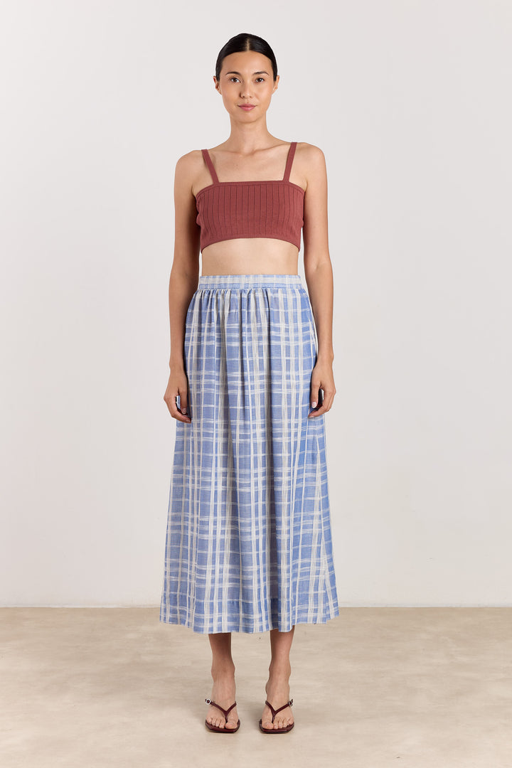 Leila Jacquard Check Blue