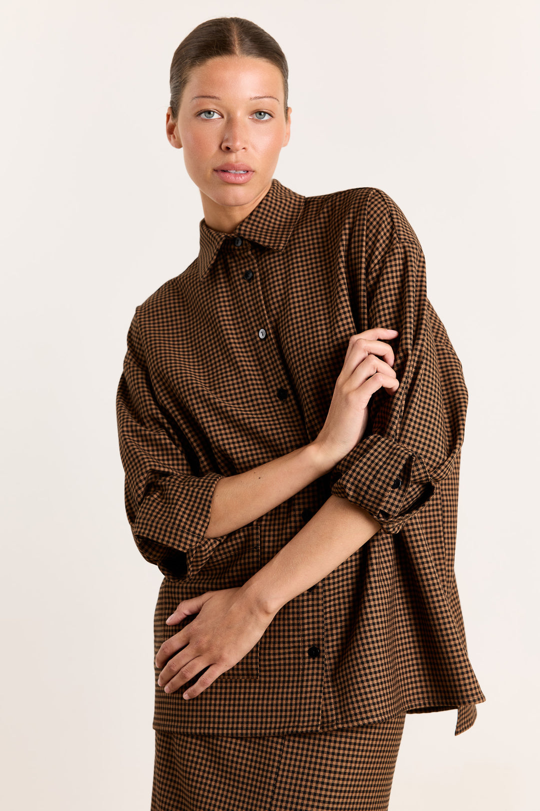 Laureanne Checked Suiting Brown