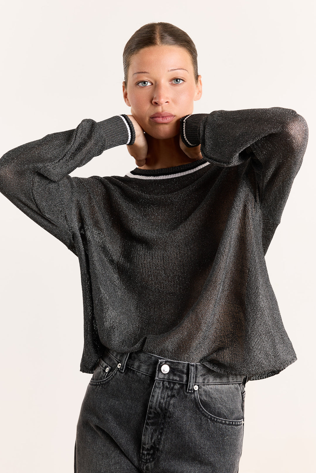 Gloria Metallic Knit Graphite