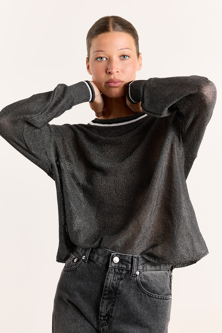 Gloria Metallic Knit Graphite