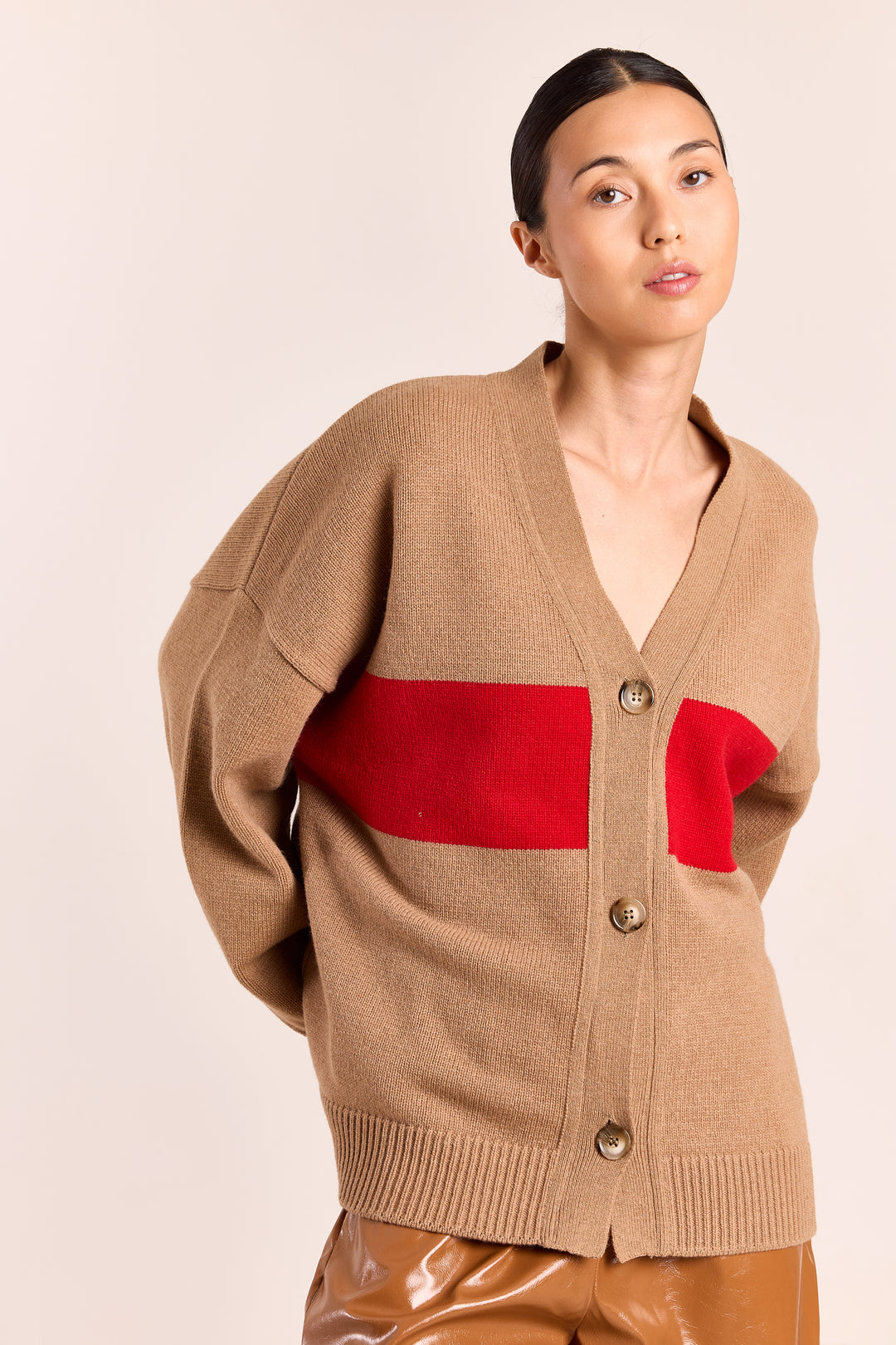 Mouche Wool Blend - Non Rib Camel/Red