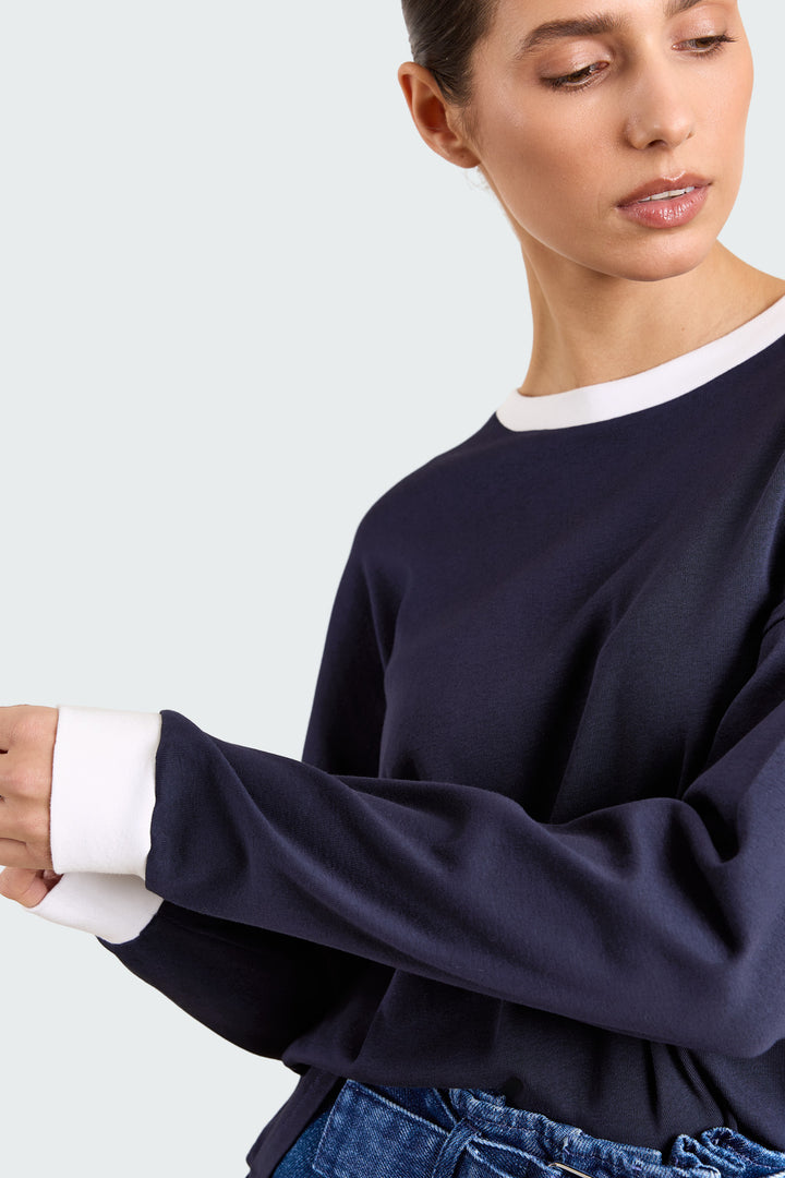 Alva Solid Jersey Navy/White
