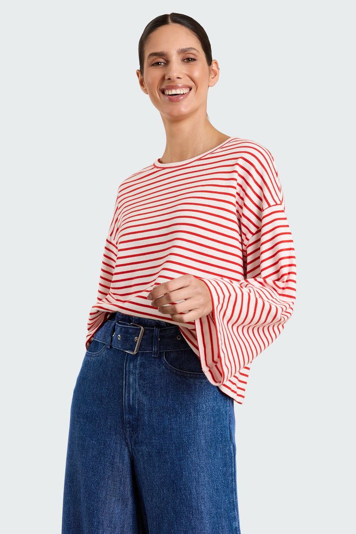Caroline Striped Jersey Red/White