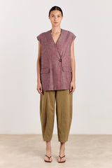 Judith Pinstripe Cranberry
