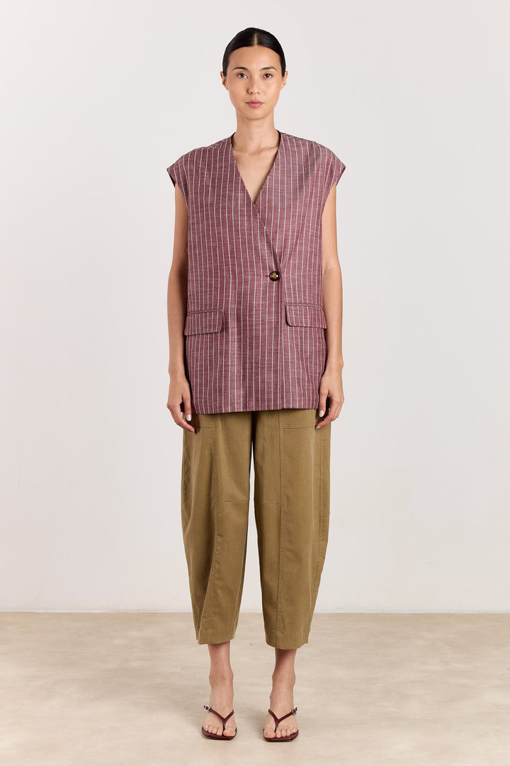 Judith Pinstripe Cranberry