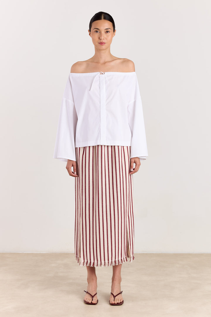Missie Loose Woven Stripe Deep Red