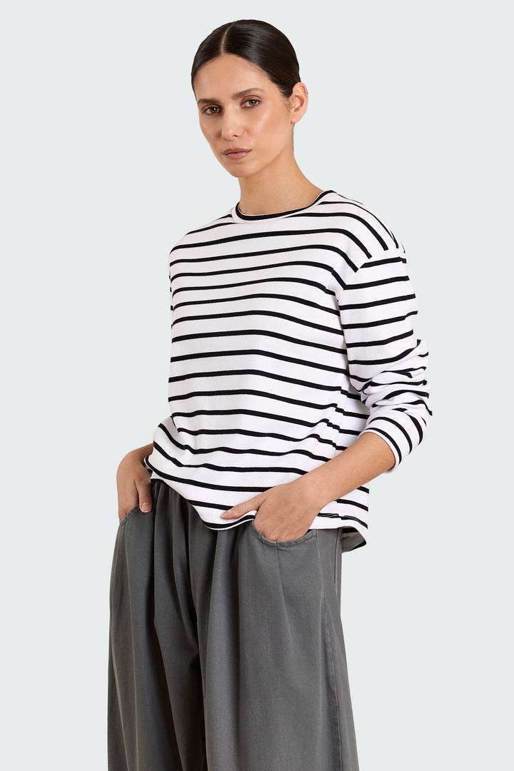 Lila Rib Striped Jersey Black/White