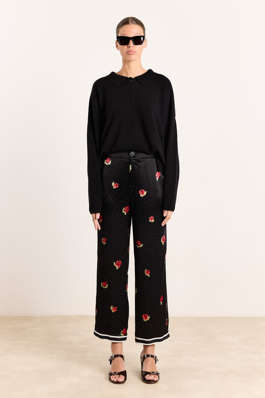 Annie Abstract Rose Print Black