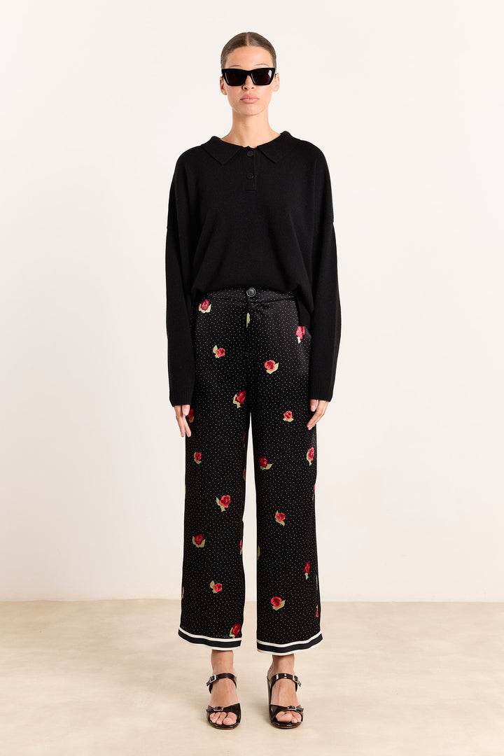 Annie Abstract Rose Print Black