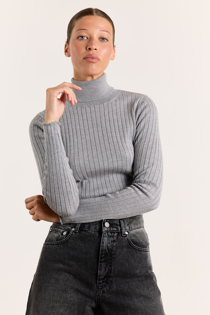 Dahlia Rib Merino Grey Melange