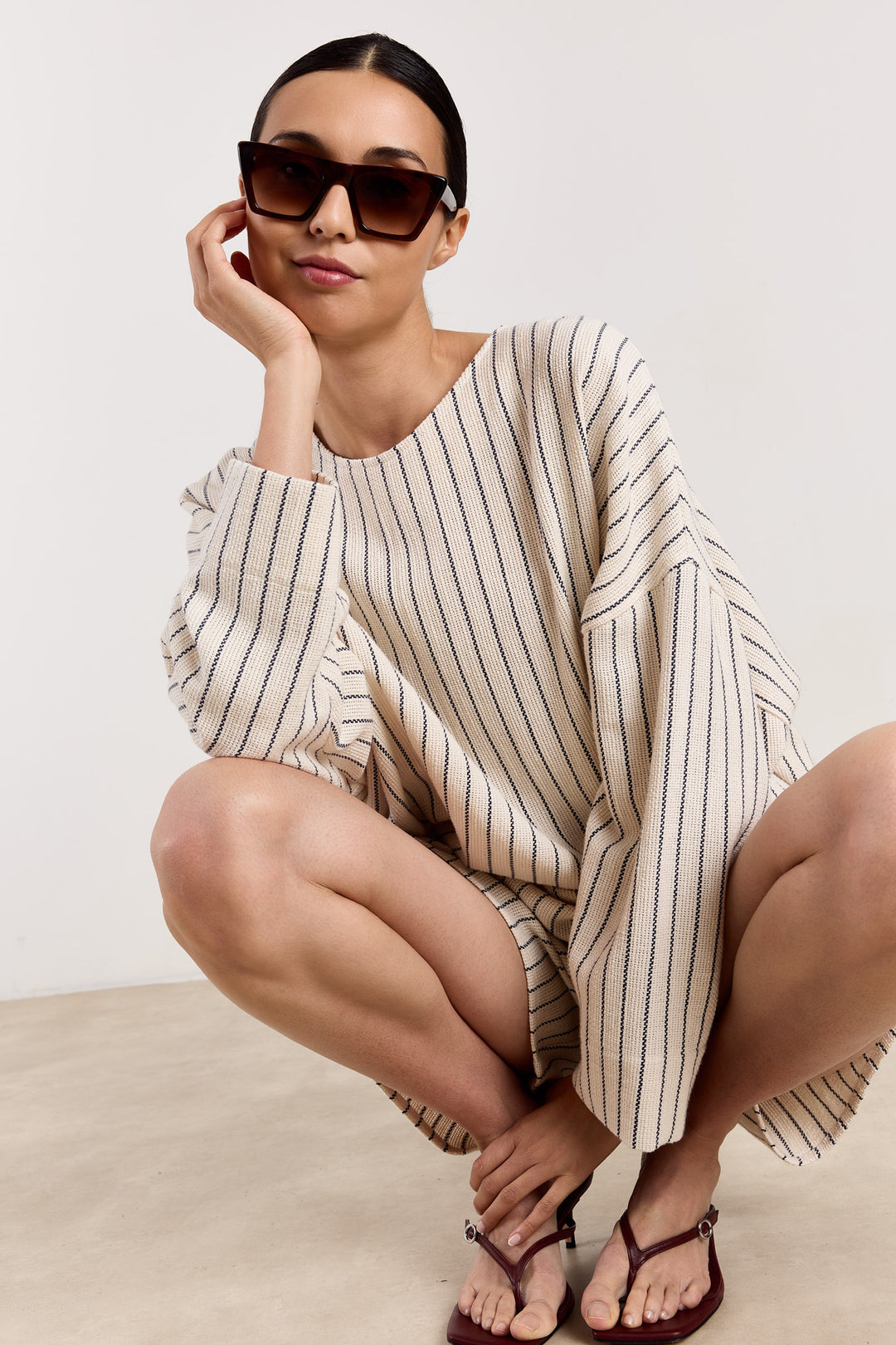 Raphie Loose Woven Stripe Navy