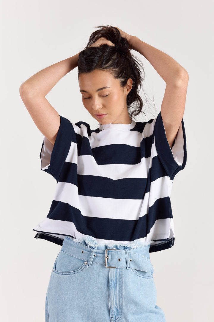 Mika Big Stripes Tee Navy/White