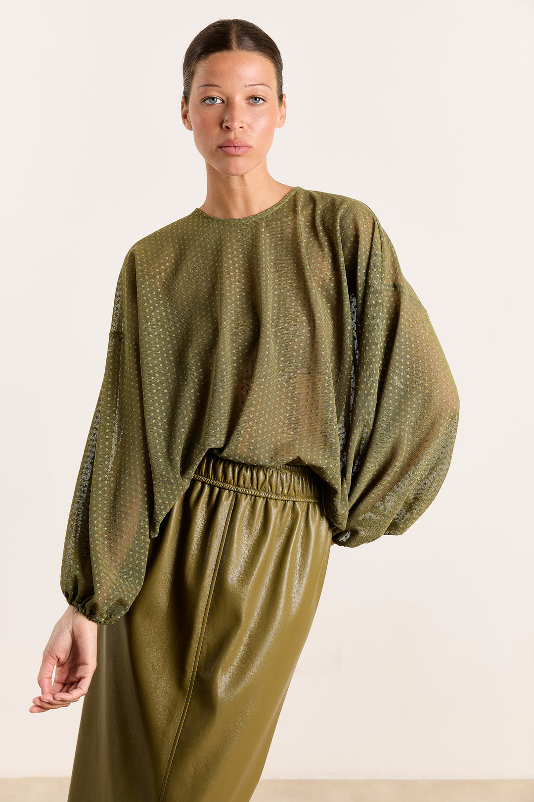 Lizzie Sheer Dots Olive