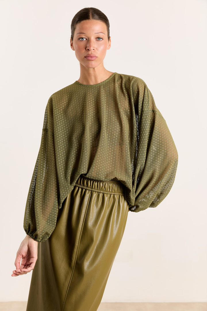 Lizzie Sheer Dots Olive