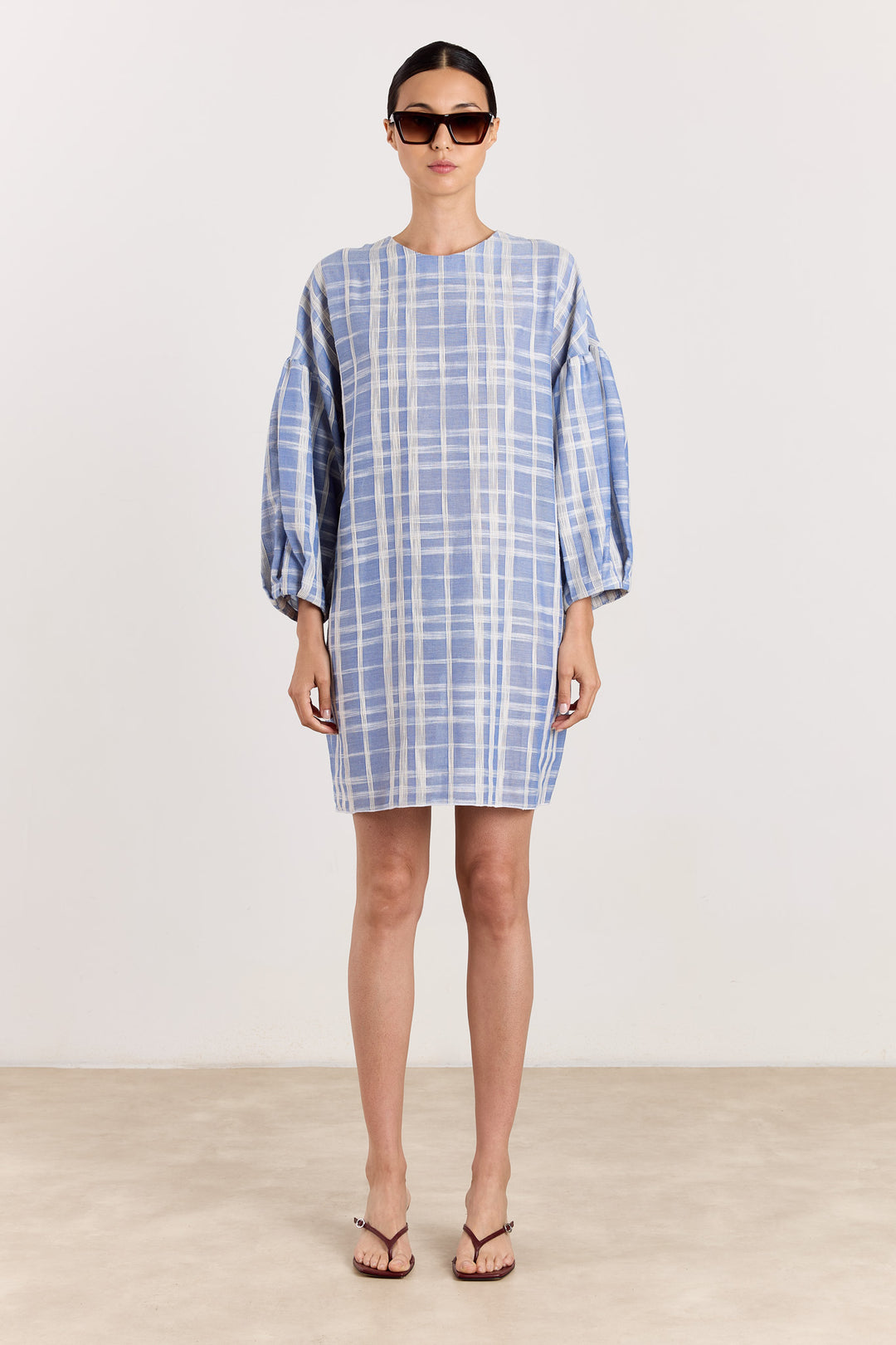 Georgette Jacquard Check Blue