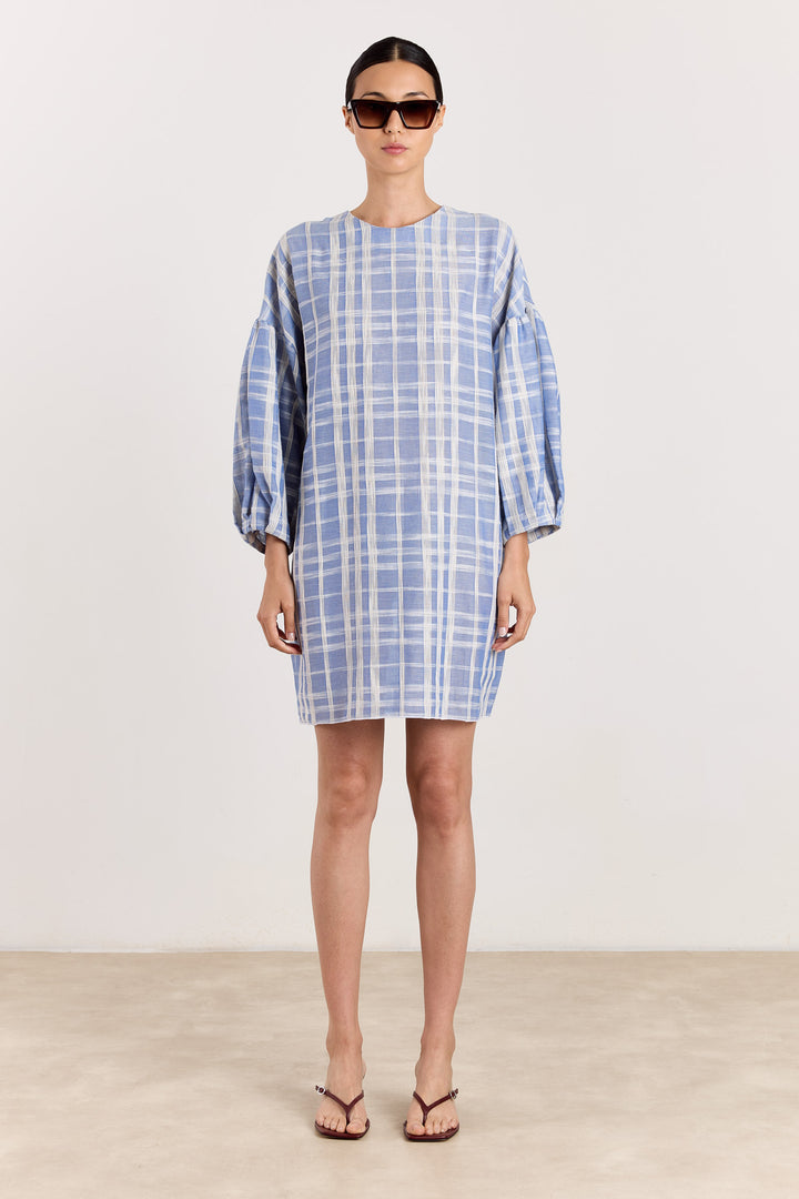Georgette Jacquard Check Blue