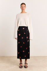 Eloise Abstract Rose Print Black